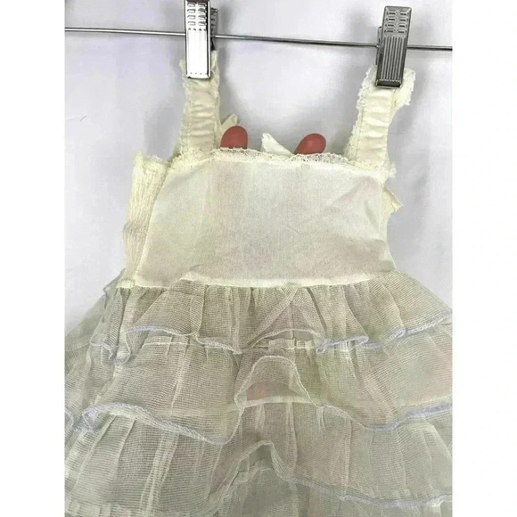 VTG Baby Girl Dress 24 MO Cream with Blue Trim Embroidered - Picture 6 of 12